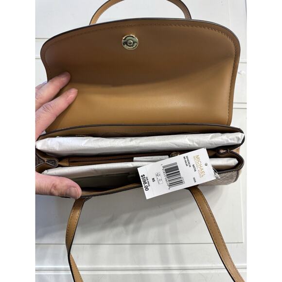 MICHAEL KORS KATYA MEDIUM SHOULDER BAG MK DEER CROC PATENT LEATHER Tan NWT $598 - Picture 3 of 6